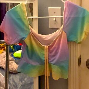 Rainbow tie-dye crop top